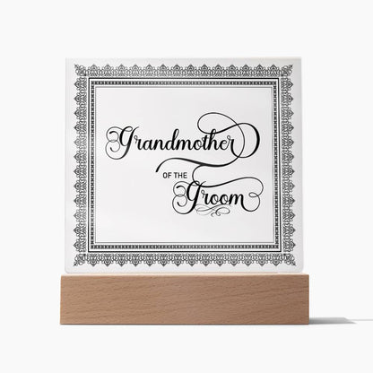 Grandmother of the Groom (Black) - Square Acrylic Plaque