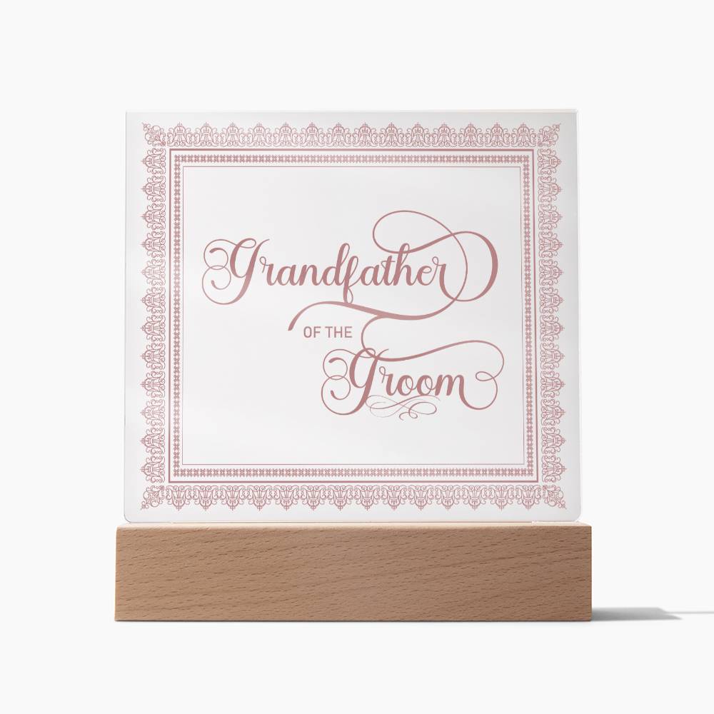 Grandfather of the Groom (Rose) - Square Acrylic Plaque