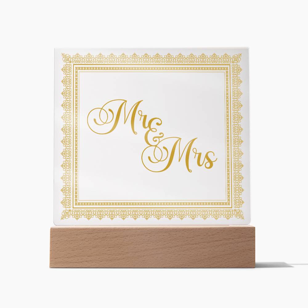 Mr & Mrs (Gold) - Square Acrylic Plaque