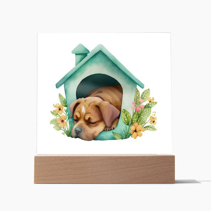 Dog Sleeping (Watercolor) 08 - Square Acrylic Plaque