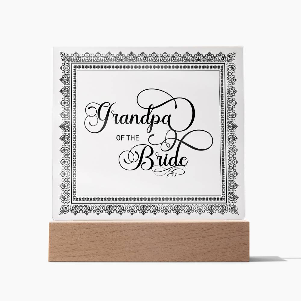 Grandpa of the Bride (Black) - Square Acrylic Plaque
