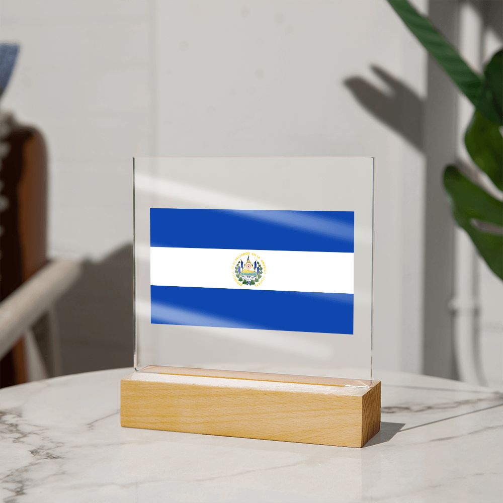 Salvadoran Flag - Square Acrylic Plaque