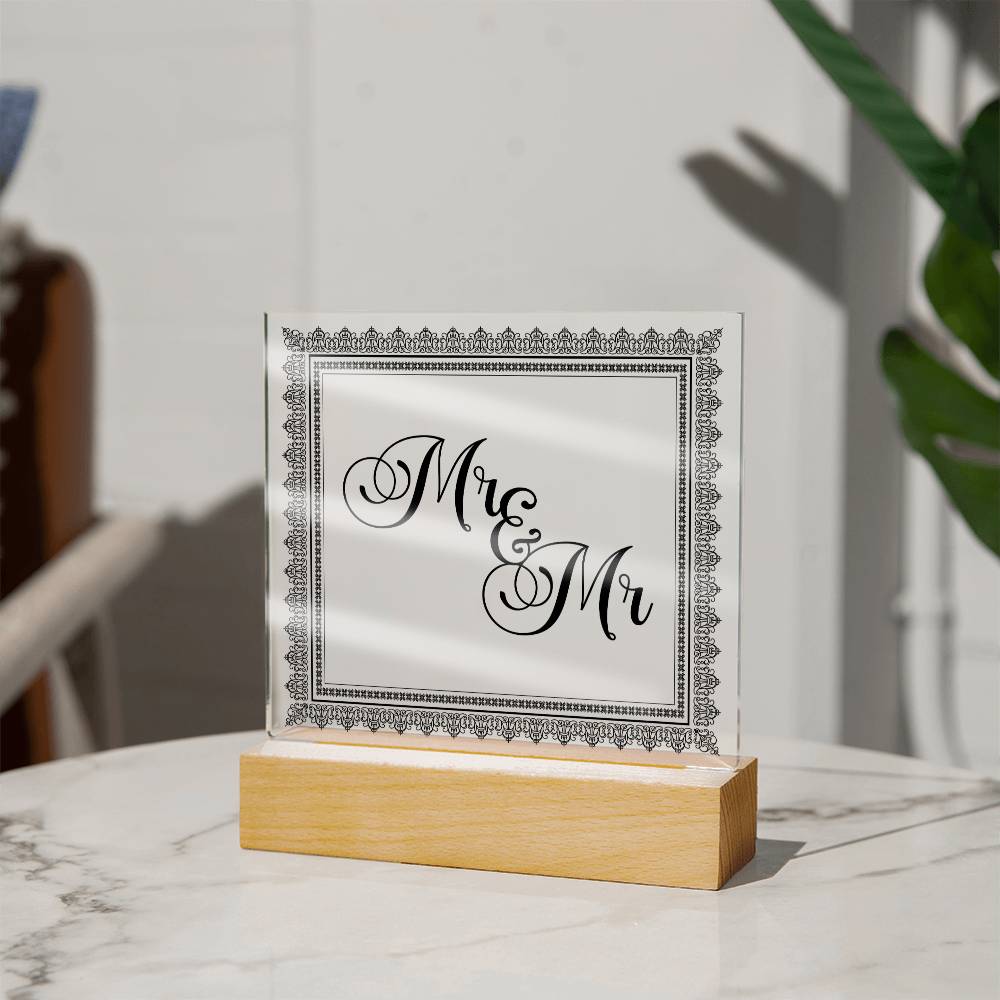 Mr & Mr (Black) - Square Acrylic Plaque