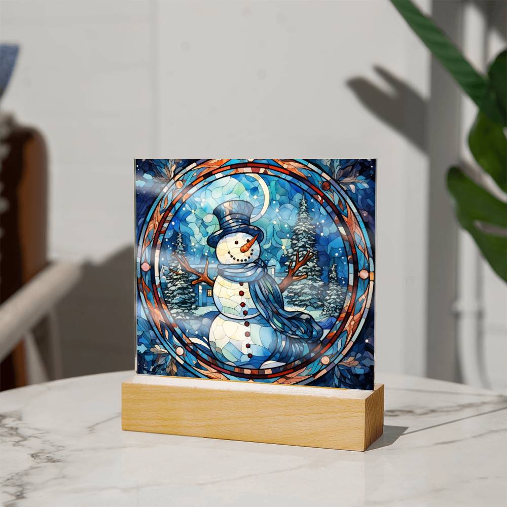 Christmas Stained Glass Design 002 - Square Acrylic Plaque