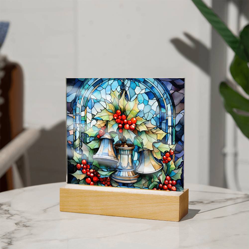 Christmas Stained Glass Design 012 - Square Acrylic Plaque