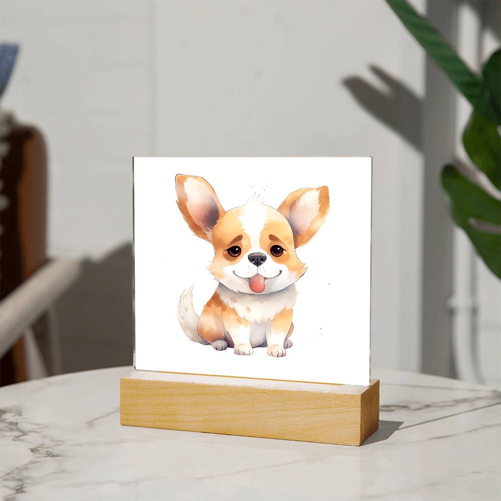 Corgi (Watercolor) 02 - Square Acrylic Plaque