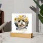 Dog And Spring Flowers (Watercolor) 05 - Square Acrylic Plaque