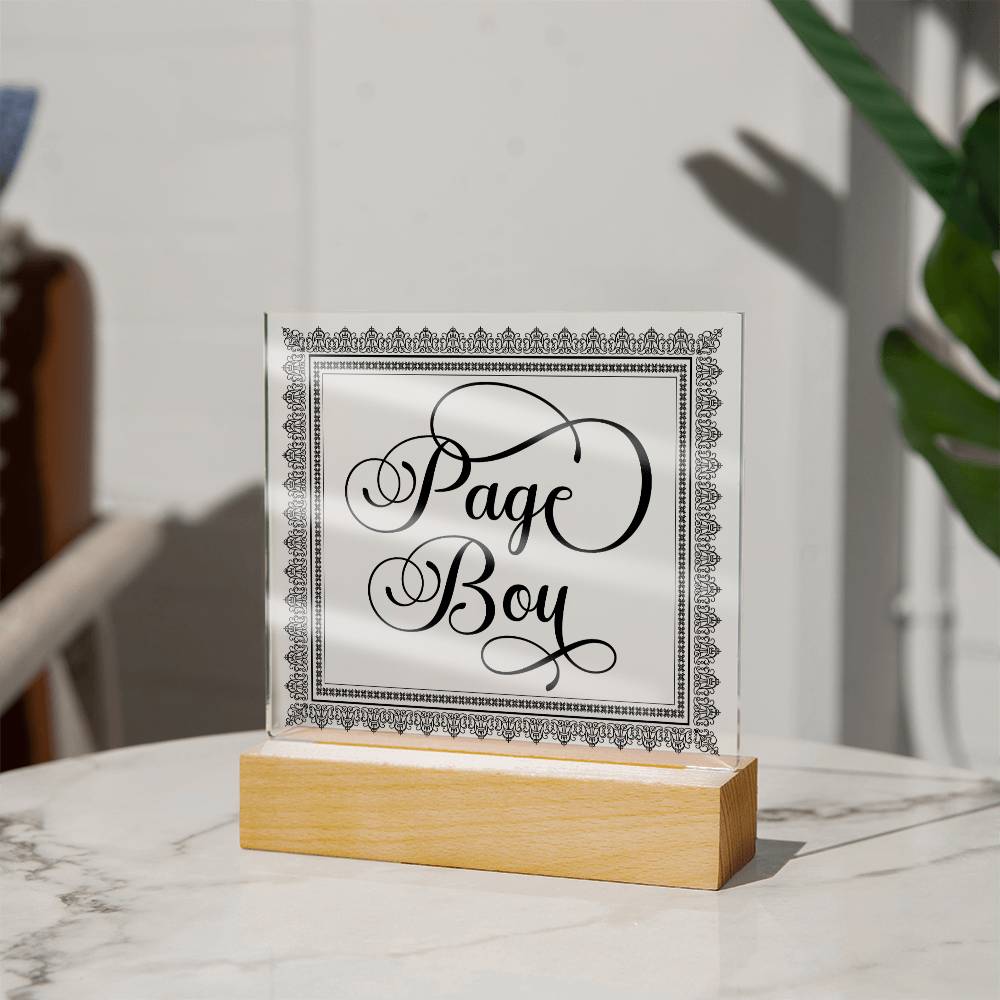 Page Boy (Black) - Square Acrylic Plaque