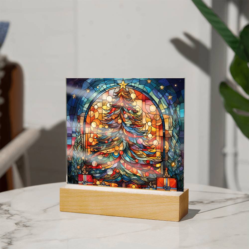 Christmas Stained Glass Design 029 - Square Acrylic Plaque