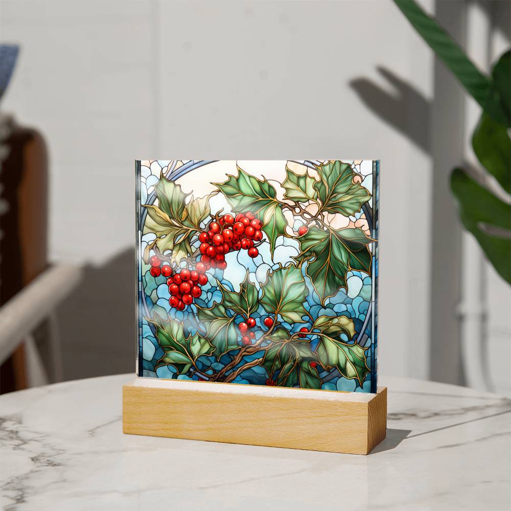 Christmas Stained Glass Design 032 - Square Acrylic Plaque