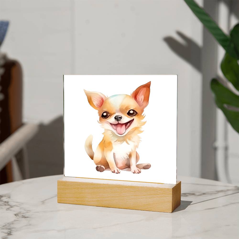 Chihuahua (Watercolor) 02 - Square Acrylic Plaque