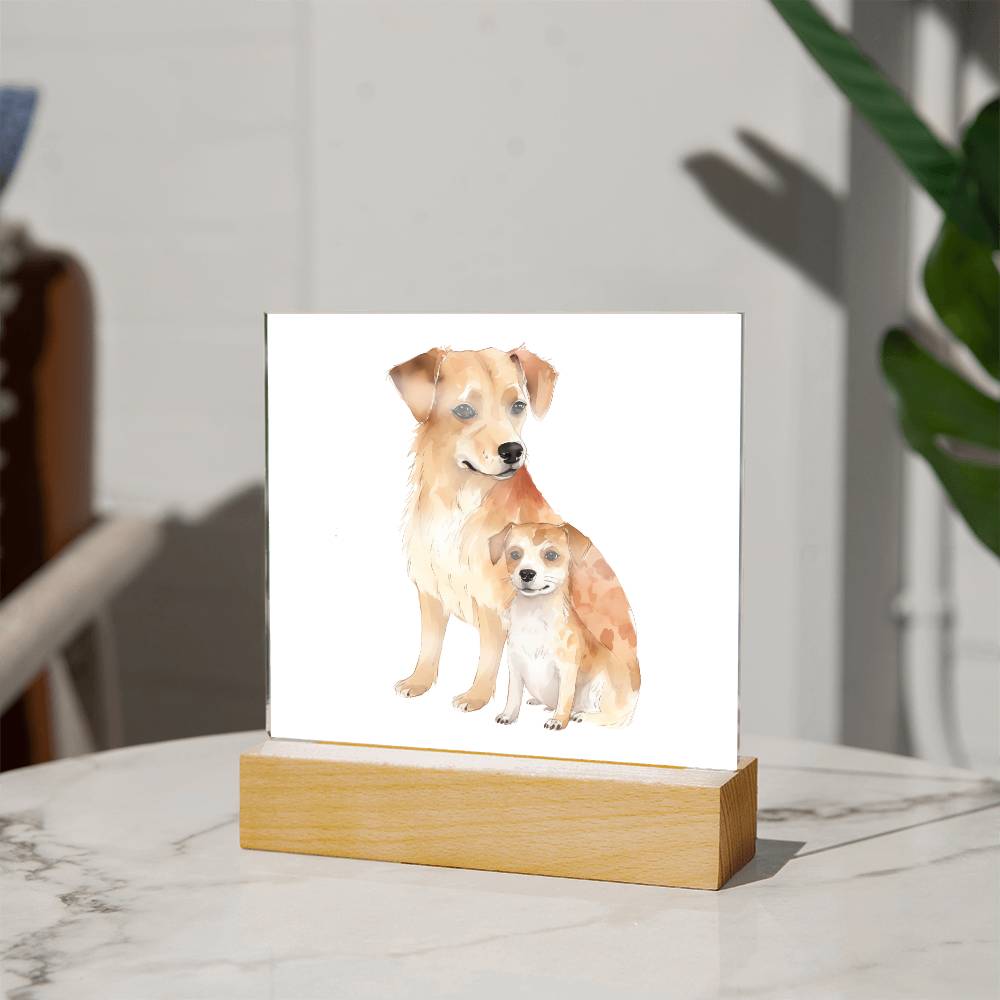 Dog Mom (Watercolor) 04 - Square Acrylic Plaque