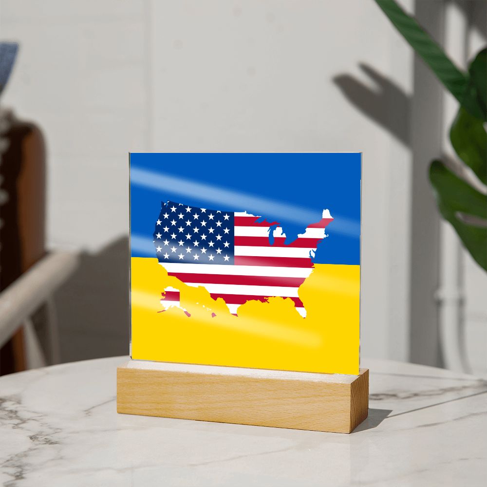 Ukrainian-American - Square Acrylic Plaque