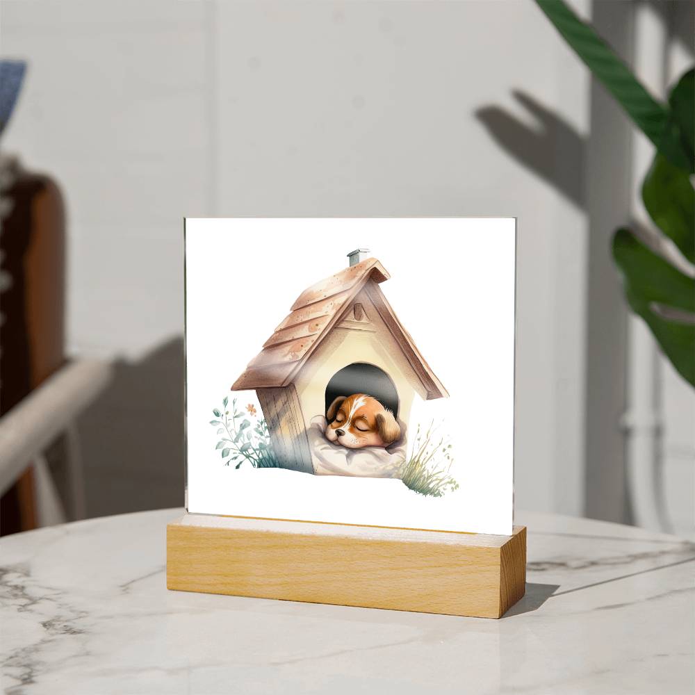 Dog Sleeping (Watercolor) 05 - Square Acrylic Plaque