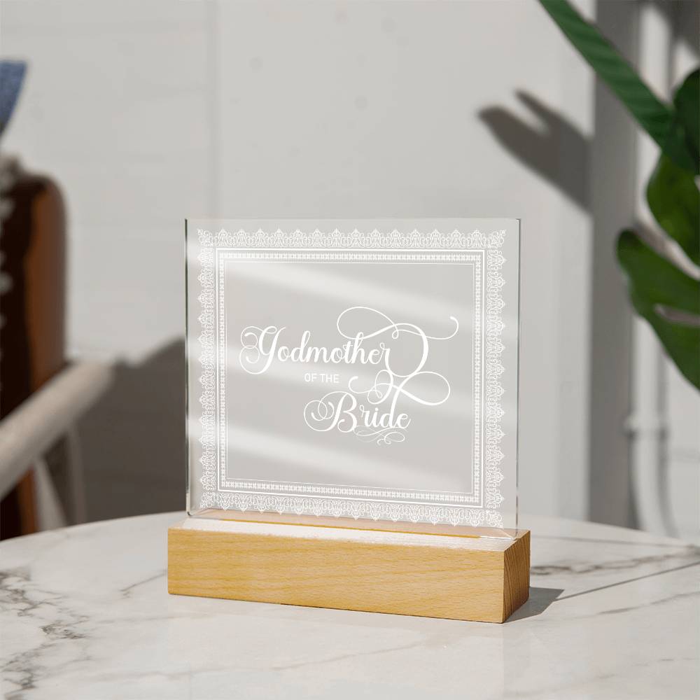 Godmother of the Bride (White) - Square Acrylic Plaque