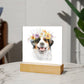 Dog And Spring Flowers (Watercolor) 09 - Square Acrylic Plaque