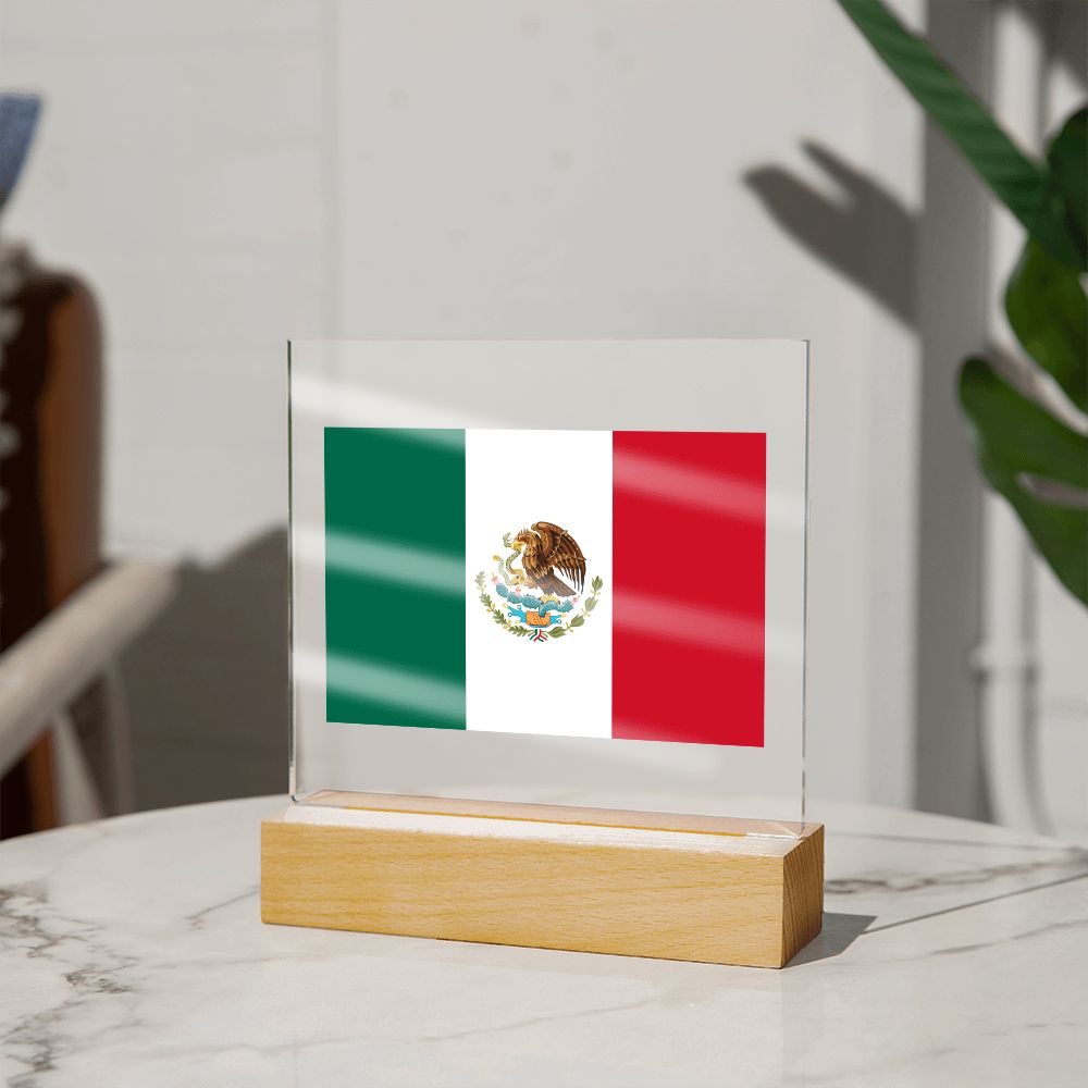 Mexican Flag - Square Acrylic Plaque