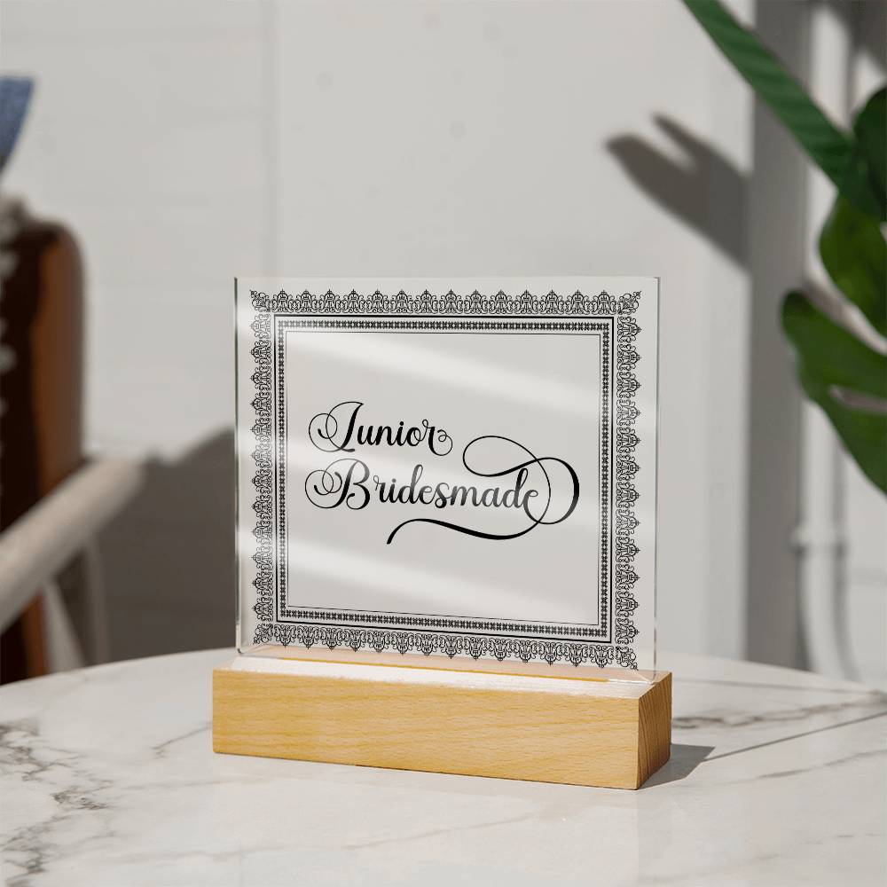 Junior Bridesmade (Black) - Square Acrylic Plaque