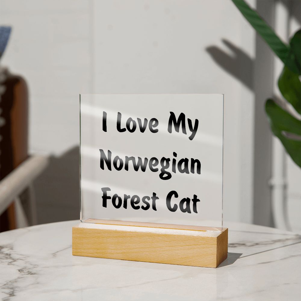 Love My Norwegian Forest Cat - Square Acrylic Plaque
