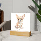Chihuahua (Watercolor) 01 - Square Acrylic Plaque