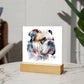 Bulldog (Watercolor) 01 - Square Acrylic Plaque