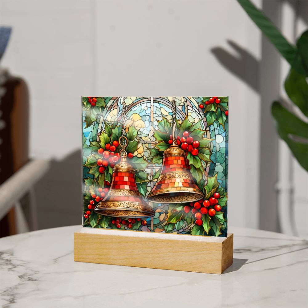 Christmas Stained Glass Design 017 - Square Acrylic Plaque