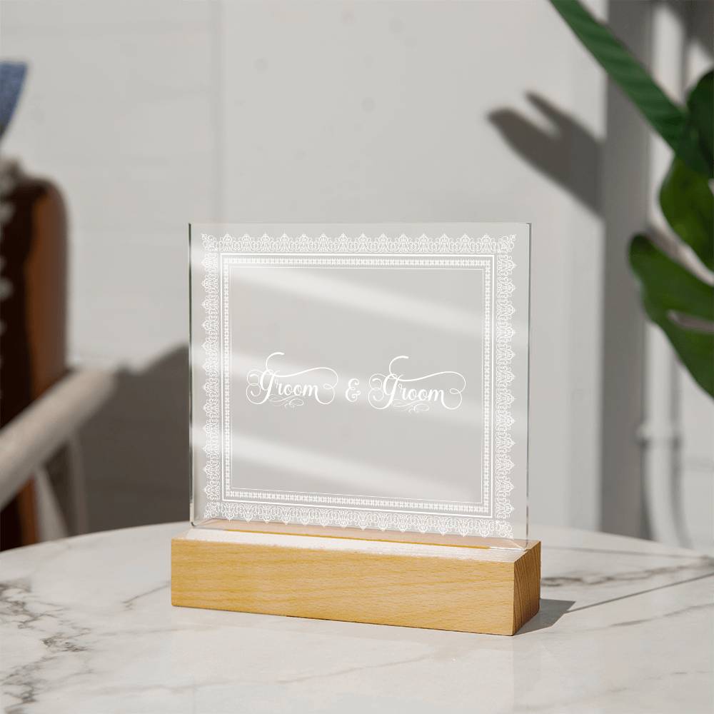 Groom & Groom (White) - Square Acrylic Plaque