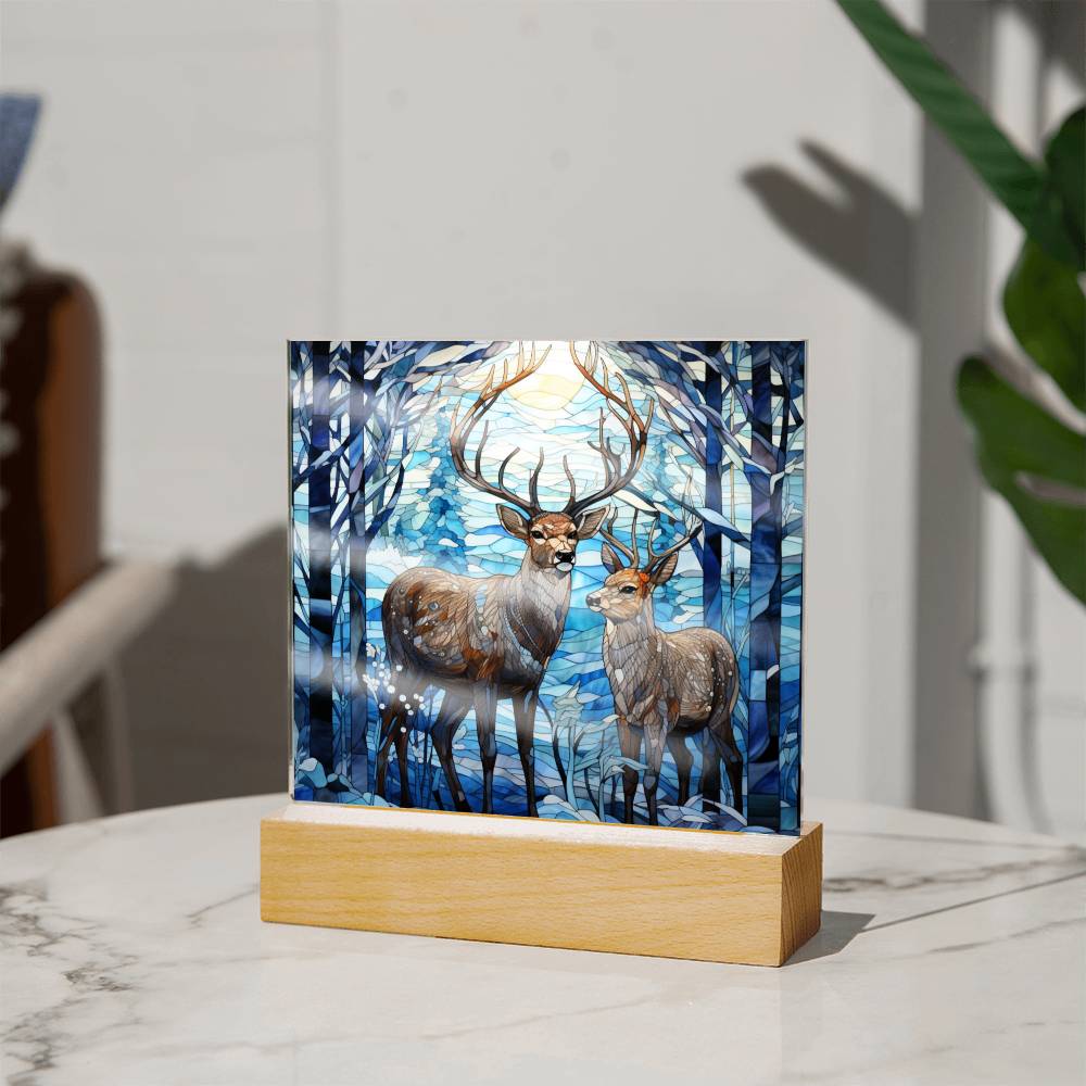 Christmas Stained Glass Design 006 - Square Acrylic Plaque