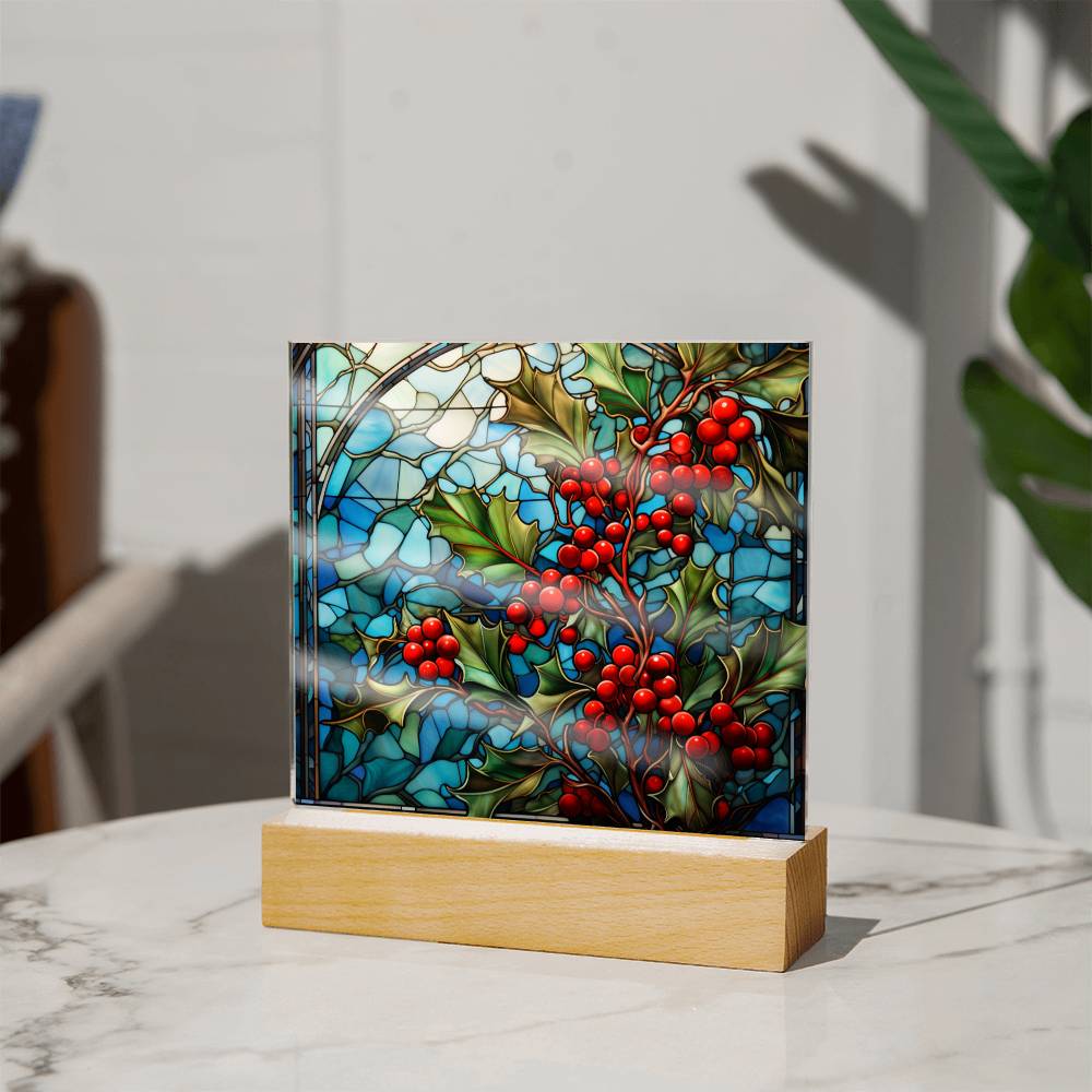 Christmas Stained Glass Design 033 - Square Acrylic Plaque