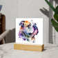 Bulldog (Watercolor) 03 - Square Acrylic Plaque
