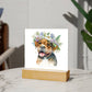 Dog And Spring Flowers (Watercolor) 04 - Square Acrylic Plaque