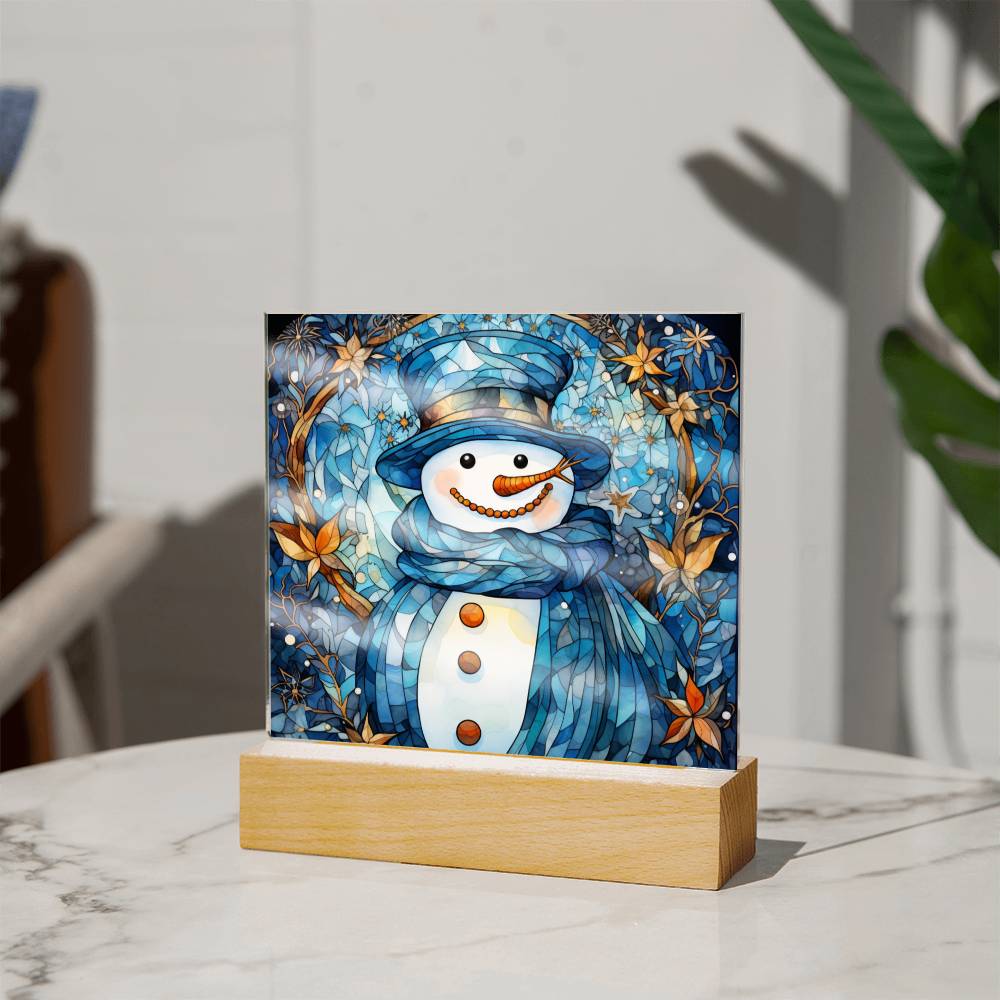 Christmas Stained Glass Design 009 - Square Acrylic Plaque