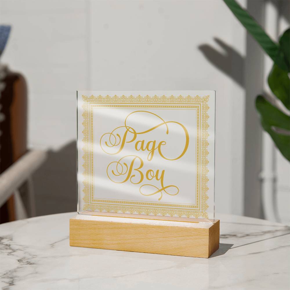 Page Boy (Gold) - Square Acrylic Plaque
