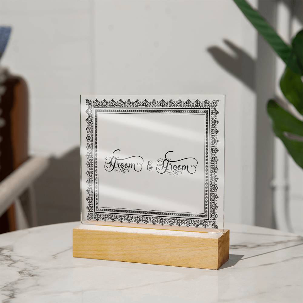 Groom & Groom (Black) - Square Acrylic Plaque