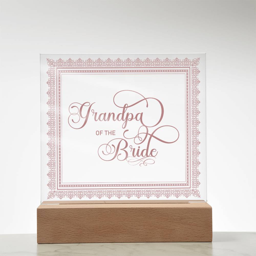 Grandpa of the Bride (Rose) - Square Acrylic Plaque