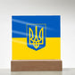 Tryzub And Flag Of Ukraine - Square Acrylic Plaque
