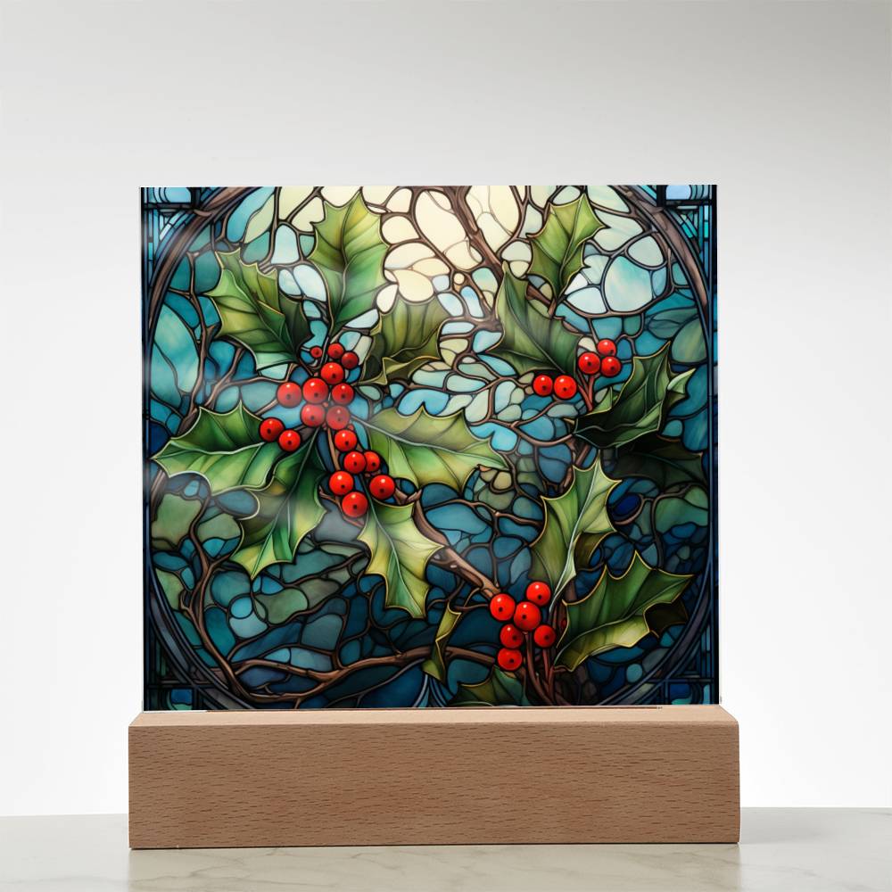 Christmas Stained Glass Design 035 - Square Acrylic Plaque