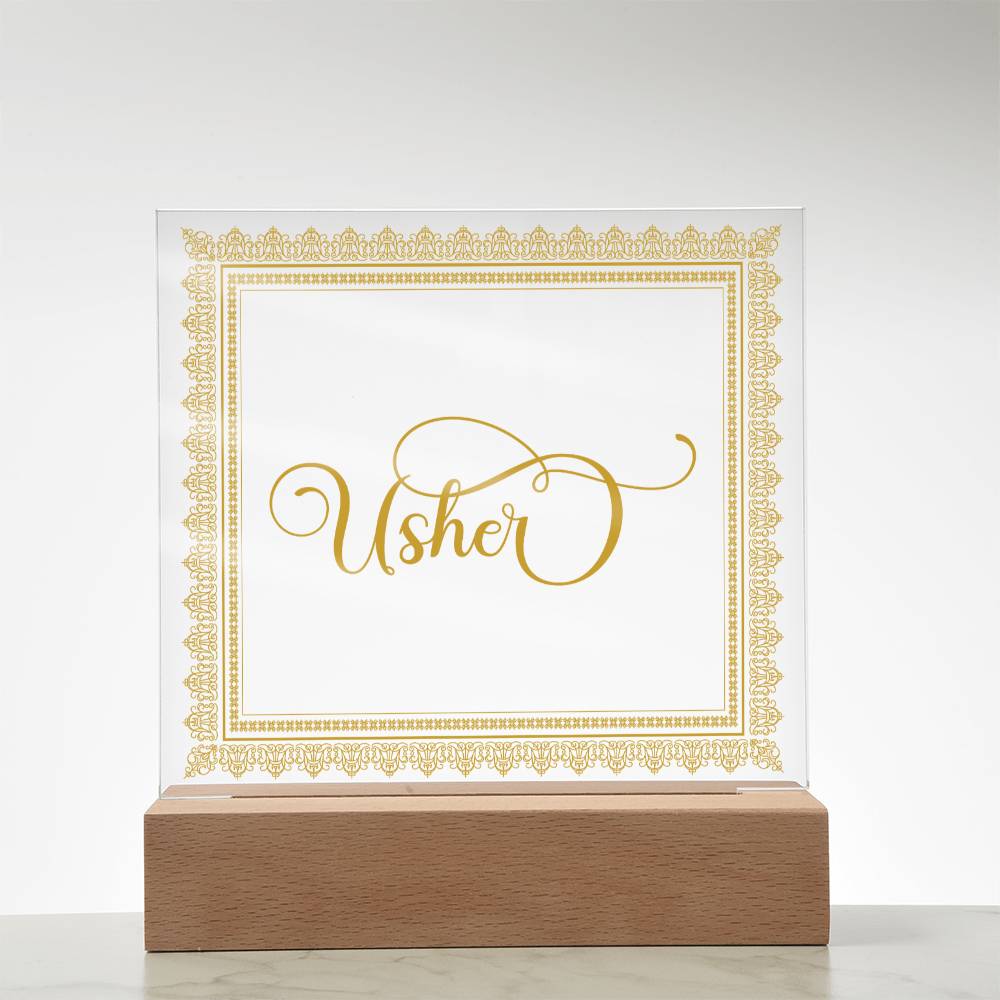 Usher (Gold) - Square Acrylic Plaque