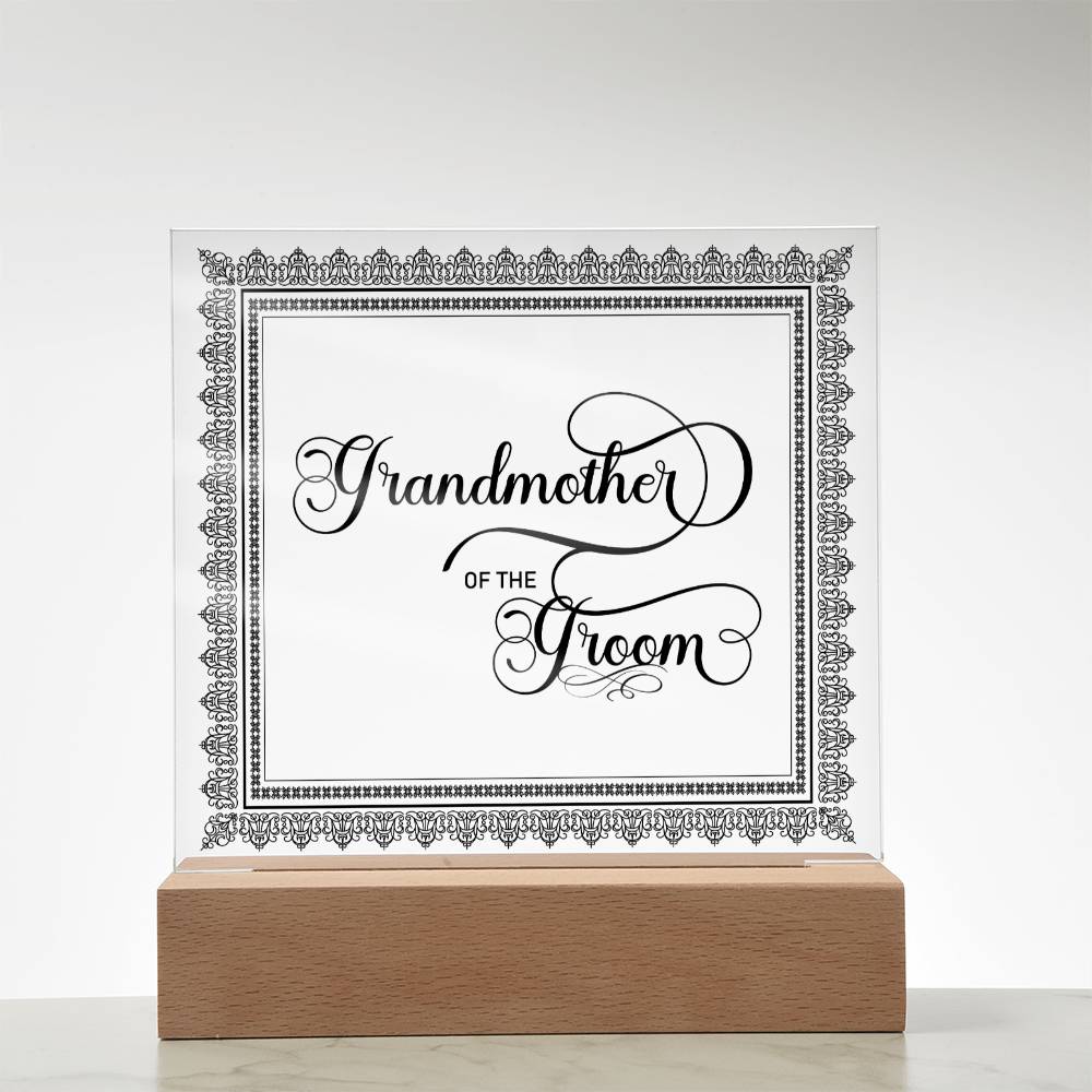 Grandmother of the Groom (Black) - Square Acrylic Plaque
