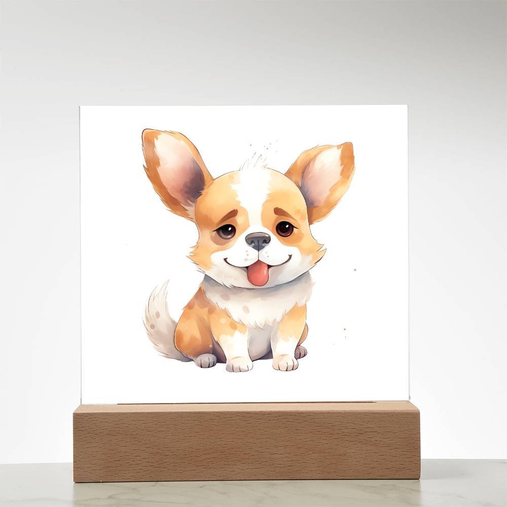 Corgi (Watercolor) 02 - Square Acrylic Plaque