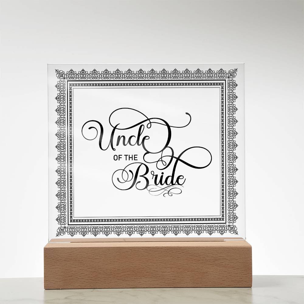 Uncle of the Bride (Black) - Square Acrylic Plaque