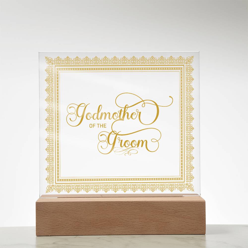 Godmother of the Groom (Gold) - Square Acrylic Plaque