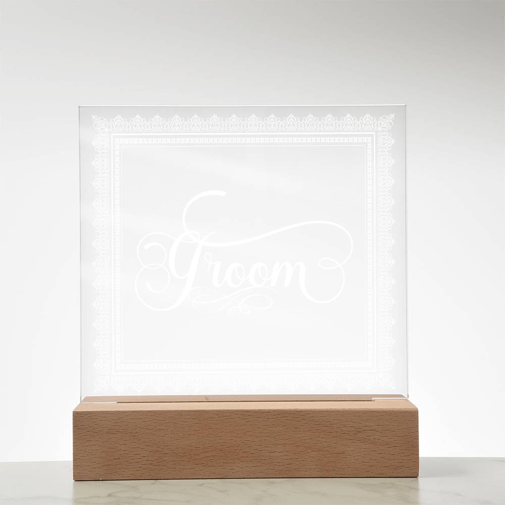 Groom (White) - Square Acrylic Plaque