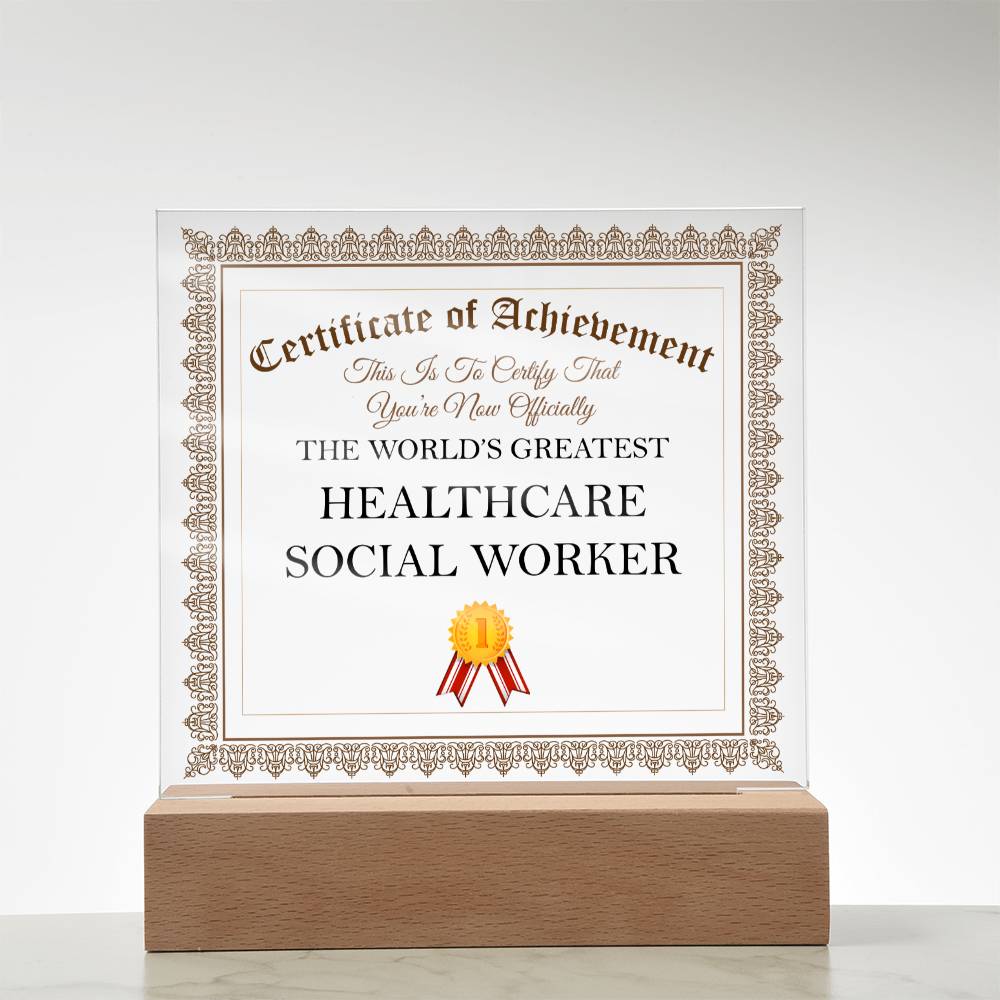 World's Greatest Healthcare Social Worker - Square Acrylic Plaque