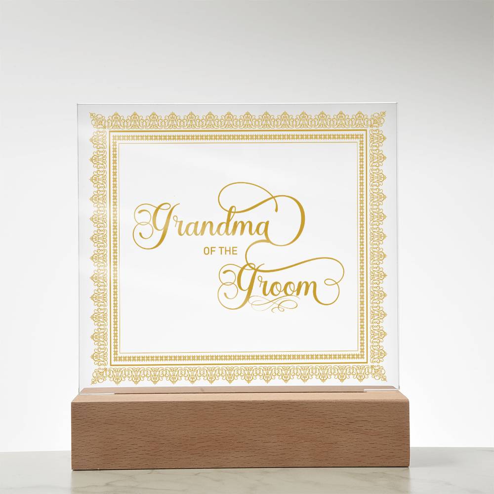 Grandma of the Groom (Gold) - Square Acrylic Plaque