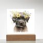 Dog And Spring Flowers (Watercolor) 08 - Square Acrylic Plaque