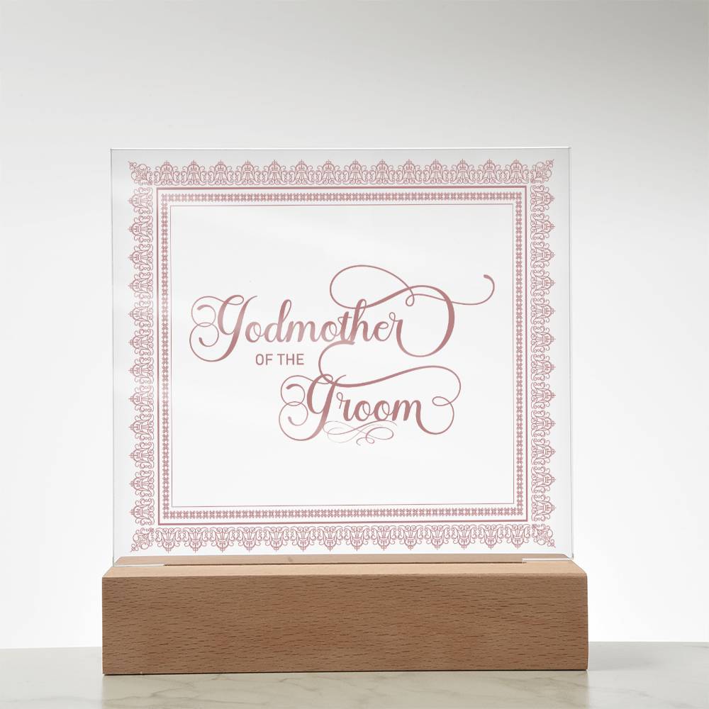 Godmother of the Groom (Rose) - Square Acrylic Plaque