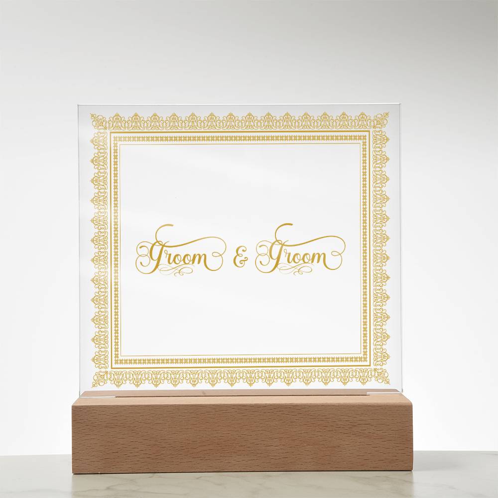 Groom & Groom (Gold) - Square Acrylic Plaque