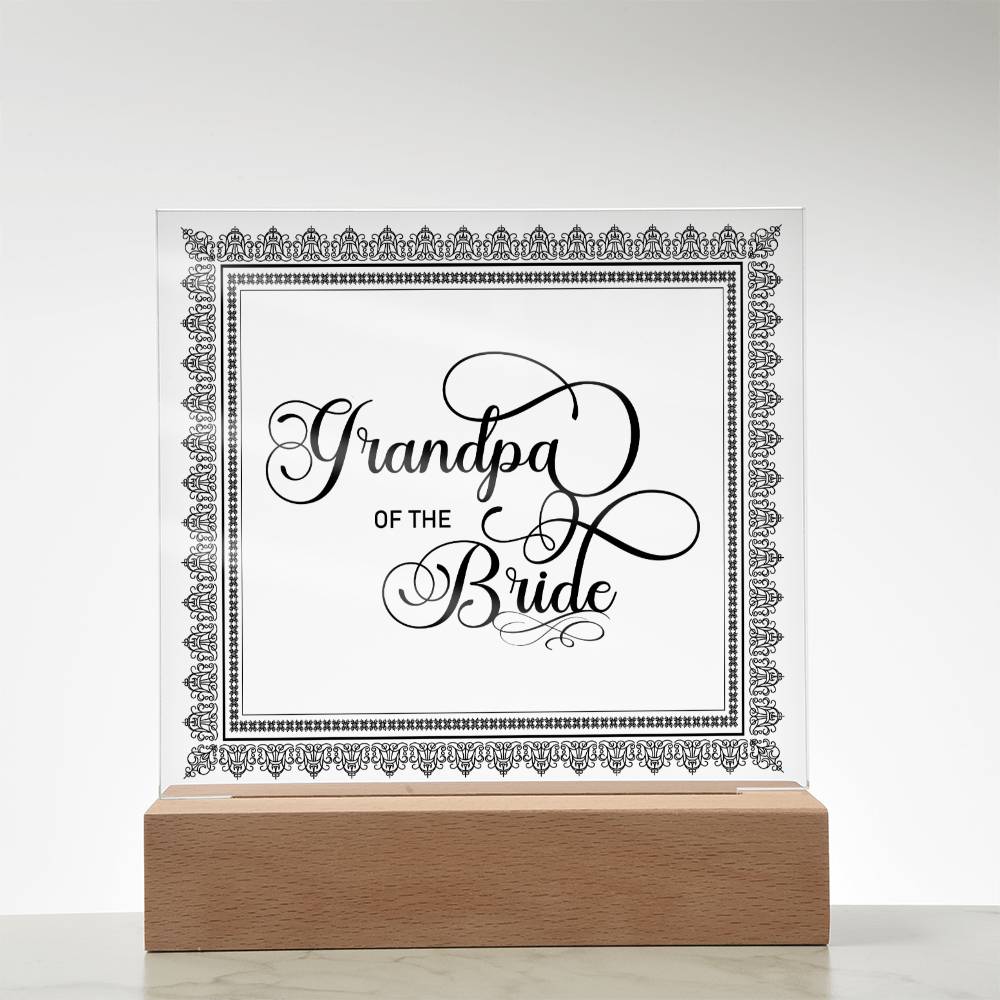 Grandpa of the Bride (Black) - Square Acrylic Plaque
