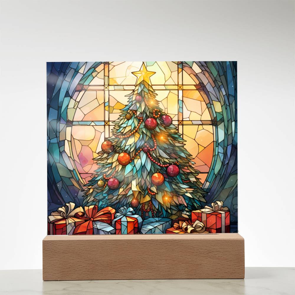 Christmas Stained Glass Design 023 - Square Acrylic Plaque